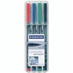 STAEDTLER 313 LUMOCOLOR PERMANENT MARKER BULLET 04MM ASSORTED WALLET 4