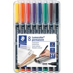 STAEDTLER 314 LUMOCOLOR PERMANENT MARKER BULLET 25MM ASSORTED WALLET 8