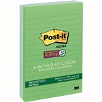 POSTIT 6603SST RECYCLED SUPER STICKY LINED NOTES 101 X 152MM BORA BORA PACK 3