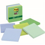 POSTIT 6756SST RECYCLED SUPER STICKY LINED NOTES 98 X 98MM BORA BORA PACK 6
