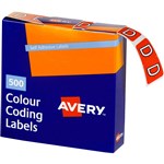 AVERY 43204 LATERAL FILE LABEL SIDE TAB D COLOUR CODE 25 X 38MM DARK ORANGE PACK 500
