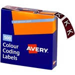 AVERY 43211 LATERAL FILE LABEL SIDE TAB K COLOUR CODE 25 X 38MM BROWN PACK 500