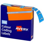 AVERY 43220 LATERAL FILE LABEL SIDE TAB T COLOUR CODE 25 X 38MM BLUE PACK 500