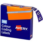 AVERY 43221 LATERAL FILE LABEL SIDE TAB U COLOUR CODE 25 X 38MM PURPLE PACK 500