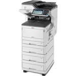 OKI MC873DNV MULTIFUNCTION COLOUR LASER PRINTER DUPLEX NETWORKED 2ND3RD4TH PAPER TRAYS CASTER BASE A3