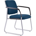 BURO LINDIS VISITOR CHAIR SLED BASE UPHOLSTERED BACK ARMS JETT FABRIC DARK BLUE