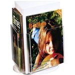 DEFLECTO BROCHURE HOLDER COUNTER TOP ROTATING 3 SIDED A4 WHITE