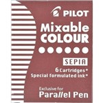PILOT PARALLEL CALLIGRAPHY PEN INK CARTRIDGE SEPIA PACK 6