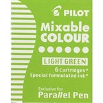 PILOT PARALLEL CALLIGRAPHY PEN INK CARTRIDGE LIGHT GREEN PACK 6
