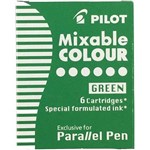 PILOT PARALLEL CALLIGRAPHY PEN INK CARTRIDGE GREEN PACK 6