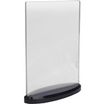DEFLECTO SIGN HOLDER OVAL BASE DOUBLE SIDED PORTRAIT A4 CLEARSMOKE