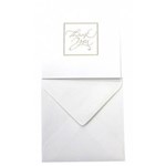 COLOURFUL DAYS THANKYOU CARD AND ENVELOPES 250GSM 125 X 125MM SQUARE WHITE WITH SQUARED FOILED GOLD BORDER PACK 10