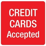 APLI SELF ADHESIVE SIGN CREDIT CARDS ACCEPTED 114MM REDWHITE