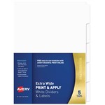 AVERY 930170 L74555 DIVIDER EXTRA WIDE PRINT AND APPLY 15 TAB WHITE