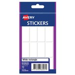 AVERY 932022 MULTIPURPOSE STICKERS RECTANGLE 18 X 38MM WHITE PACK 72