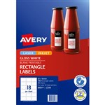 AVERY 980013 L7109 BLANK PRINTABLE LABELS RECTANGLE LASERINKJET 18UP GLOSSY WHITE PACK 10