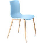 DAL ACTI CHAIR 4LEG WOODGRAIN POWDERCOAT PALE BLUE POLYPROP SHELL