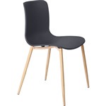 DAL ACTI CHAIR 4LEG WOODGRAIN POWDERCOAT CHARCOAL POLYPROP SHELL