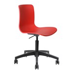 DAL ACTI CHAIR 5WAY SWIVEL ALUMINIUMBLACK BASE ON CASTORS RED POLYPROP SHELL