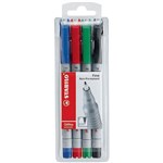 STABILO UNIVERSAL OVERHEAD PROJECTOR PEN SOLUBLE FINE 07MM ASSORTED WALLET 4