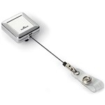 DURABLE RETRACTABLE ID CARD HOLDER REEL CHROME QUODRO SILVER
