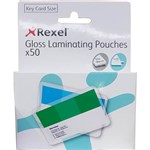 REXEL GLOSS LAMINATING POUCH 180 MICRON KEY CARD 67 X 98MM CLEAR PACK 50