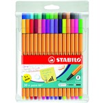 STABILO 88 POINT FINELINER PEN 04MM ASSORTED WALLET 30