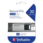 VERBATIM STORENGO SECURE PRO FLASH DRIVE USB 30 32GB GREY