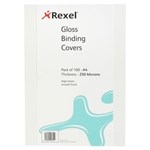 REXEL BINDING COVER 250 MICRON A4 GLOSS WHITE PACK 100