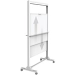 QUARTET MOTION DUAL TRACK MAGNETIC MOBILE WHITEBOARD ALUMINIUM FRAME 1727 X 1000MM WHITE