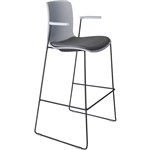 DAL ACTI BAR STOOL SLED BASE HIGH 760MM ARMS LIGHT GREY ARMPADS AND BLACK POWDERCOAT FRAME LIGHT GREY POLYPROP SHELL