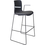 DAL ACTI BAR STOOL SLED BASE HIGH 760MM ARMS LIGHT GREY ARMPADS AND BLACK POWDERCOAT FRAME CHARCOAL POLYPROP SHELL