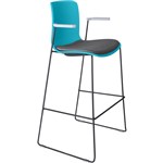 DAL ACTI BAR STOOL SLED BASE HIGH 760MM ARMS LIGHT GREY ARMPADS AND BLACK POWDERCOAT FRAME TEAL POLYPROP SHELL