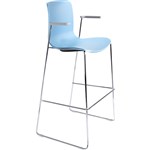 DAL ACTI BAR STOOL SLED BASE HIGH 760MM ARMS LIGHT GREY ARMPADS AND CHROME FRAME PALE BLUE POLYPROP SHELL