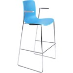 DAL ACTI BAR STOOL SLED BASE HIGH 760MM ARMS LIGHT GREY ARMPADS AND CHROME FRAME OCEAN BLUE POLYPROP SHELL