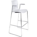 DAL ACTI BAR STOOL SLED BASE HIGH 760MM ARMS LIGHT GREY ARMPADS AND CHROME FRAME WHITE POLYPROP SHELL