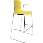 DAL ACTI BAR STOOL SLED BASE HIGH 760MM ARMS LIGHT GREY ARMPADS AND CHROME FRAME YELLOW POLYPROP SHELL