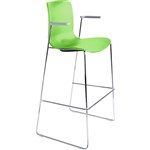 DAL ACTI BAR STOOL SLED BASE HIGH 760MM ARMS LIGHT GREY ARMPADS AND CHROME FRAME GREEN POLYPROP SHELL