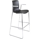 DAL ACTI BAR STOOL SLED BASE HIGH 760MM ARMS WHITE ARMPADS AND CHROME FRAME BLACK POLYPROP SHELL