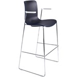 DAL ACTI BAR STOOL SLED BASE HIGH 760MM ARMS WHITE ARMPADS AND CHROME FRAME NAVY BLUE POLYPROP SHELL