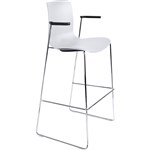 DAL ACTI BAR STOOL SLED BASE HIGH 760MM ARMS BLACK ARMPADS AND CHROME FRAME WHITE POLYPROP SHELL