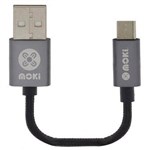 MOKI SYNCHARGE BRAIDED CABLE USBA TO MICROUSB 100MM BLACK