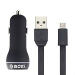 MOKI CAR CHARGER AND SYNCHARGE CABLE USBA TO MICROUSB 900MM BLACK