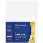 AVERY 16063 L745510 FLEXIVIEW DIVIDER UNPUNCHED TRANSLUCENT 10 TAB SET 5