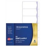 AVERY 930112 L74556 PRINT AND APPLY A4 WITH EASY APPLY LABELS 6 TABS
