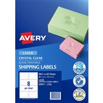 AVERY 959059 L7565 CRYSTAL CLEAR SHIPPING LABEL LASER CLEAR 8UP PACK 10
