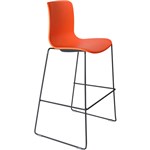 DAL ACTI CHAIR SLED BASE HIGH BARSTOOL BLACK POWDERCOAT FRAME ORANGE SHELL