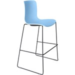 DAL ACTI BAR STOOL SLED BASE HIGH 760MM BLACK POWDERCOAT FRAME PALE BLUE POLYPROP SHELL