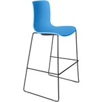 DAL ACTI BAR STOOL SLED BASE HIGH 760MM BLACK POWDERCOAT FRAME OCEAN BLUE POLYPROP SHELL