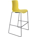 DAL ACTI BAR STOOL SLED BASE HIGH 760MM BLACK POWDERCOAT FRAME YELLOW POLYPROP SHELL